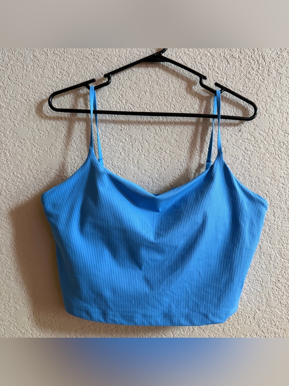 Athleta Transcend thin strap rib crop bra NWT women’s size XL blue
